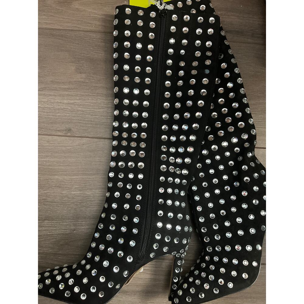 Gianni Bini Aimee Oversized Rhinestone Knee High Boots Black Size 5.5 - Picture 5 of 5